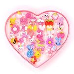 QUALITYZONE Little Girl Cute Lovely Jewel Rings Girl Pretend Play and Dress Up Rings for Party Rings Set Cartoon Cute Kids Accessory Gift for Children (Pack of - 36)