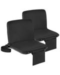 Sportneer Stadium Seat with Back Support: Portable Folding Bleacher Seats with Backs and Cushion 6 Reclining Position Padded Stadium Chair with Shoulder Strap Perfect for Sports Events, Black, 2