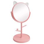 Leeonz Mirror, Dressing Table Makeup Mirror,360° Swivel Mirror, Bathroom Mirror, Shaving Mirror for Men, Round, Tabletop Mounting, Framed (Pink, 1pcs)