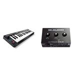 M-Audio Keystation Mini 32 MK3 - Portable USB MIDI Keyboard Controller & M-Track Solo – USB Audio Interface for Recording, Streaming and Podcasting with XLR, Line and DI Inputs