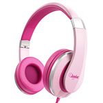 Elecder i41 Kids Headphones, Headphones for Kids Children Girls Boys Teens Foldable Adjustable On Ear Headphones with 3.5mm Jack for iPad Cellphones Computer MP3/4 Kindle Airplane School Pink/Purple