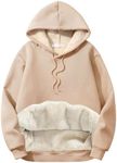 Flygo Men's Casual Fleece Sherpa Lined Hoodie Winter Warm Pullover Hooded Sweatshirt(Camel-XXL)