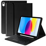 KBCASE for iPad 10th Generation Case with Keyboard (10.9", 2022) Keyboard Case for iPad 10th Generation (A2757/A2777/A2696), Detachable Buletooth Keyboard with Pencil Holder, Flip Stand,UK Layout