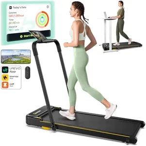 UREVO Walking Pad, Under Desk Treadmill for Home/Office, 2 in 1 Folding Treadmill with Remote Control, APP and LED Display