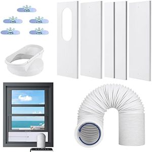 BROSYDA Portable Air Conditioner Window Vent Kit, Upgraded Seamless Portable AC Vent Kit with 5.9" Diameter of Exhaust Hose & Universal Coupler, Adjustable Window Seal Kit for Sliding Window