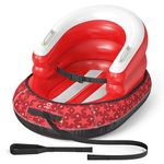 QPAU Snow Sled for Toddlers 1-3 with Canvas Cover, Inflatable Baby Sled with 3-Sided Protection, Tow Strap & Handles, Kids Snow Tube for Skiing & Sledding Outdoor Toys