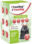 4 Gallon Trash Bags Drawstring - 100 Count Pre-Separated Small Black Garbage Bags Unscented for Bathroom, 15 Liter Strong Plastic Wastebasket Liners for Toilet, Home Office and Bedroom