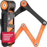 FoldyLock Compact Folding Bike Lock - Award Winning Patented Lightweight High Security Bicycle Lock - Heavy Duty Anti Theft Smart Secure Guard with Key and Case for Bikes or Scooter - 85 cm