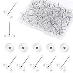 SAVITA 150pcs Push Pins, Thumb Pins with Steel Tips Flat Push Pins for Cork Board Plastic Head Thumb Tacks for Bulletin Board Map Calendar Photo Document Craft (Transparent)