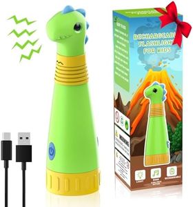 Dinosaur Rechargeable Flashlight for Kids, LED Flashlight with Dino Roar Sound, Kids Flashlight Torch Toy, Outdoor Kids Camping Gear Accessories, Birthday Gift Easter Basket Stuffers for Kid Boy Girl