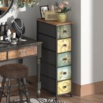 VEDECASA Chest of Drawers with 5 Drawer Narrow Dressers for Bedroom Small Place Storage Tower Unit Bedroom Drawers for Bathroom Kitchen Living Room Hallway Entryweay Wooden Top Sturdy Metal Frame