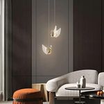 Harold Electricals Metal Home Decorative Swan Hanging Pendant Light For Bedroom, Living Room, Kitchen Island, Balcony With Inbuld Led Chip - Pack Of 2