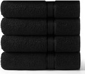 (BATH 4PK, Black) - Cotton Craft Ultra Soft 4 Pack Oversized Extra Large Bath Towels 30x54 Black weighs 650mls - 100% Pure Ringspun Cotton - Luxurious Rayon trim - Ideal for everyday use - Easy care machine wash