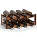 IWNTWY Wine Rack, 8 Bottles 2-Tier Free Standing Wine Racks, Wine Rack Countertop Holder Storage Shelf for Kitchen Cabinet Dining Room Bar (Brown)