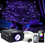 Starlight Headliner Kit, Twinkle & Sound Activate RGBW 16W Fiber Optic Lights with Bluetooth APP & Remote Control, 300 pcs*0.03in*9.8ft, Star Lights for Home/Car Decor