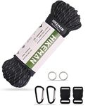 HIKEMAN 750 Paracord Survival Rope - 10 Strand Nylon Rope,Tear-Proof Parachute Cord with Waxed Tinder,for Outdoor Survival,Camping,Bracelet,Lanyard (30M-Black)