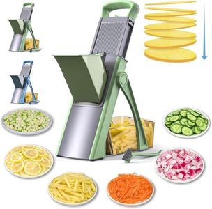 Pseul Upgrade Safe Mandoline Slicer Plus - 100+Methods Vegetable Chopper with Brush, Adjustable Mandolin Potato Slicer for All Food, One Click Disassembly Blade, Button Fixation,Easy to Operate(Green)