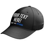 Personalised Baseball Cap with Any Text Font Print Colour Summer Hat Mens Womens Kids, One Size, Black