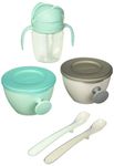 Skip Hop Easy-Feed Mealtime Set - BPA-Free 5 Feeding Essentials (Teal/Grey, 8.50 L x 4.50 W x 6.75 H) (9K212910)