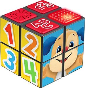 Fisher-Price Baby Learning Toy with Lights Music and Fine Motor Activities, Laugh & Learn Puppy’s Activity Cube UK English Version​​