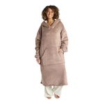 Sienna Extra Long Hoodie Blanket Gifts for Women Super Soft Coral Fleece Oversized Wearable Blanket with Pockets Sleeves Giant Throw Sweatshirt for Women Men Adults Girls, Mink