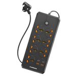 Ambrane Extension Board, 11 Ports with Type C PD & Power Ports, Multi Plug with 2500W, 3Mtr Cord, 2.1A USB Output (Smartstrip +, Black)