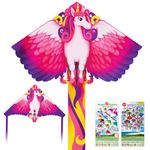 Kite, 2 Pack Kites Easy to Fly Large Unicorn Kite with Launcher Kite for Kids Age 4-8 -Girls Gift Kites for Children & Adults with 328FT Kite String for Outdoor Games and Activities, Unicorn Kite Set