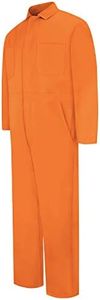 Red Kap mens Snap Front Cotton Coverall, Oversized Fit, Long Sleeve overalls and coveralls workwear apparel, Orange, 46 US