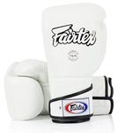 Fairtex BGV6 Angular Gloves: Premium Synthetic & Genuine Leather Construction | Unique Design, Locked Thumb |Multi-Layer Padding |Ideal for Boxing, MMA, Kickboxing & More(White/12oz)