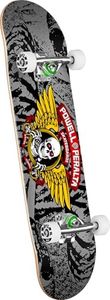 Powell Peralta Winged Ripper Skateboard Complete, Black/Silver, 7.0" x 28.0"