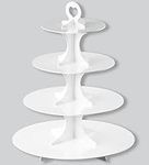 2 Set Cupcake Stand Tower 4 Tier, AUSOLEIL White Tiered Cardboard Cupcake Display Stand, Round Stand Cupcake Dessert Holder Stand for Parties (White)