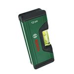 Bosch Home and Garden Spirit Level 12 cm (Compact Mini Level; Precise Alignment with Fluorescent Bubble for Horiziontal Reading; Aluminum Body, Softgrip Bumpers; V-Groove)