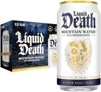Liquid Death Still Mountain Water, Real Mountain Source, Ice-Cold Cans, Infinitely Recyclable, 12 Fl Oz (Pack of 12)