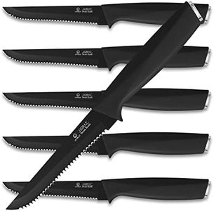 UPTRUST Steak Knives, Steak Knives Set of 6, High-Carbon Stainless Steel Serrated Steak Knives Dishwasher Safe, Elegant Black