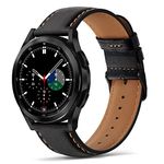 Tasikar 22mm Leather Bands Compatible with Samsung Galaxy Watch 3 45mm Band, Premium Genuine Leather Replacement Bracelet Strap Compatible with Galaxy Watch 46mm, 22mm, Black