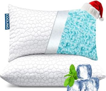 Lot de 1 oreillers rafraîchissants en mousse à mémoire de forme déchiquetée avec loft réglable, oreillers hypoallergéniques en bambou pour les personnes dormant sur le dos, le ventre et le ventre