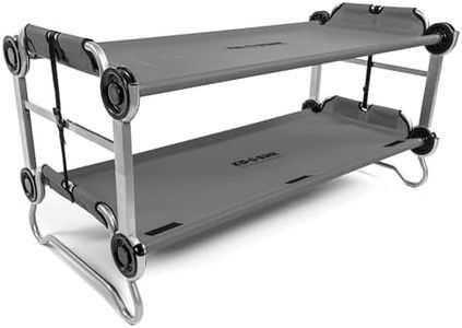 Disc-O-Bed Youth Double Cot Kid-O-Bunk, with 2 Storage Organizers for Easy Gear Access & 2 Carry Bags for Hassle-Free Transport, Grey