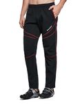 BALEAF Men's Winter Cycling Pants Mountain Bike Cold Weather Hiking Gear Windproof Fleece Lined Running Ski Bicycle Clothes, A01-black/Red, Large