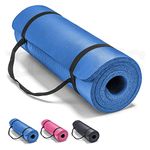 Lions Yoga Mat 10mm Thick NBR Foam Non-Slip Exercise Mat With Carrying Strap, Eco Friendly High Density Workout Mat for Women Men Home Gym Exercise, 180x61cm Blue