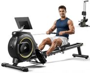 YPOO Rowing Machine for Home, 350 LB Capacity, 16-Level Silent Resistance, Magnetic Rowing Machines for Home Foldable, Full-Body Workout Compact Rowing Machine for Cardio & Strength with APP Support