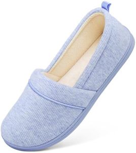 HomeTop Women's Comfy Loafer Slippers Lightweight Memory Foam Non-slip Indoor House Shoes (7 B(M) US, Blue)