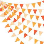 Festiko®10M/32Ft Triangle Flag Banner Pennant Garland Bunting for Fall Decor Autumn Wedding Birthday Party Thanksgiving Day Home Nursery Outdoor Garden Hanging Decoration (Orange+36Pcs)