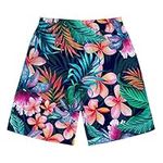 UNICEU Hawaii Tropical Leaf Floral Pattern Beach Trunks Men's Quick Dry Summer Surf Swim Board Shorts