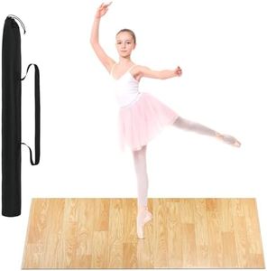 PullCrease Portable Dance Floor Smooth Ballet Floor Vinyl Dance Mat for Home Stage Studios Kids Adults Practice Improve(Wood,6.6 x 3.9 ft,Rectangle)