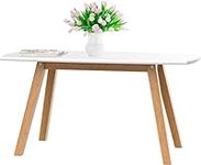 bonVIVO Coffee Table Franz, Designer Coffee Tables for Living Room and Modern Coffee Table That can be Used as Side Table, White and Wooden Coffee Table with Bamboo Frame