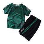 Kids Boys Clothes Set Toddlers Short Sleeve T-Shirt and Mesh Shorts Set Summer Camo Sports Top + Shorts,Green-mesh 9-10Y 9-10Years