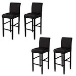 BTSKY Universal Stretchable Chair Covers Set of 4 - Washable Protector Cover Seat for Bar Highchair, Removable Slipcover for Counter Height Side Chair Covers(Black)