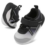 JOINFREE Baby Girls Walking Shoes Baby Boys Sneakers Non-Slip Toddlers Girls Boys Sneakers Grey Black 6-12 Month