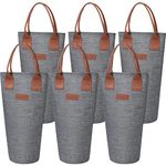 6 Pack Single Bottle Wine Tote Bag 1 Bottle Insulated Wine Carrier Bag Thermal Protective Wine Tote Bag Grey Portable Padded Wine Cooler for Travel Picnic Dinner Wedding Present for Wine Lover, gray