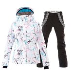 HOTIAN Women's Ski Jackets and Pants Set Windproof Waterproof Insulated Snowsuit Winter Warm Snowboarding Snow Coat